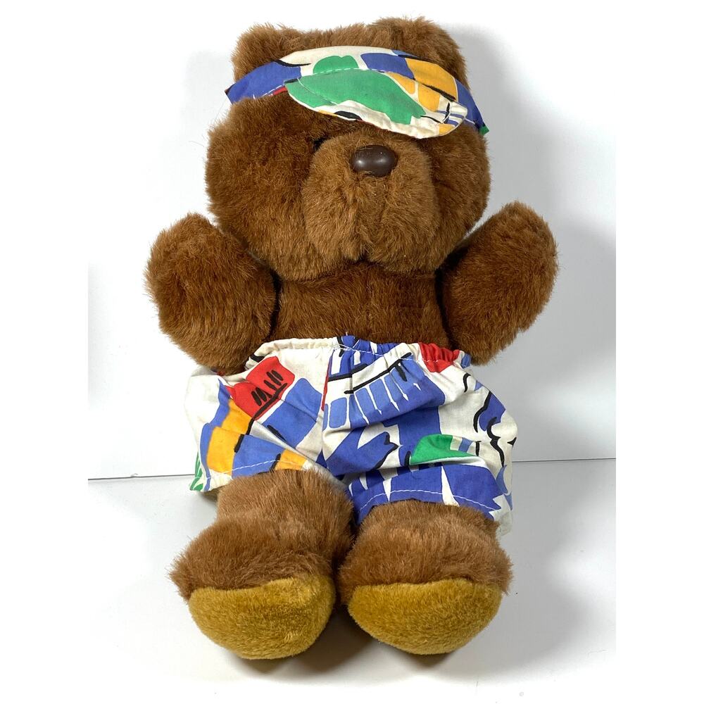 VTG Summer Beach Bear Stuffed Animal Plush 14" Swim Trunks Hat MTY International